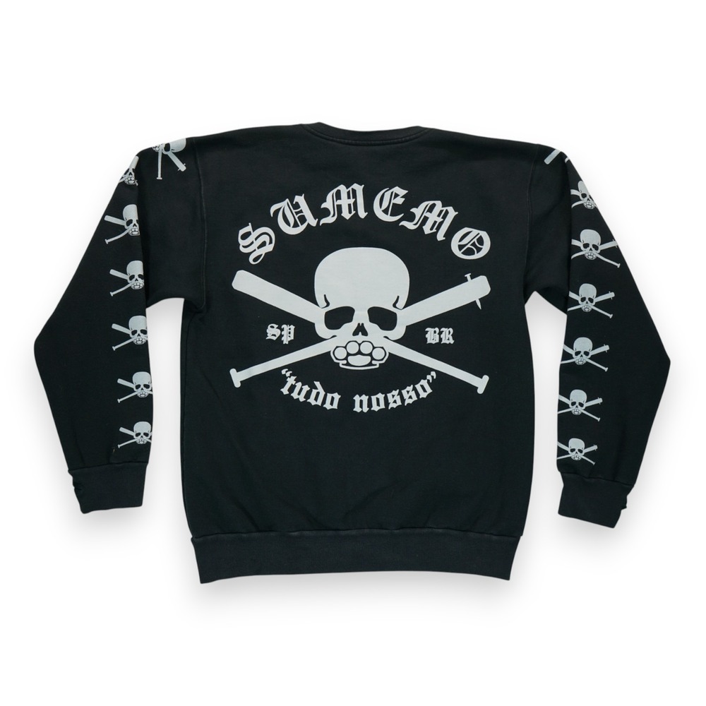 Vintage‎ Sumemd Sweatshirt Skulls Size Medium Mens Black Y2K Long Sleeve